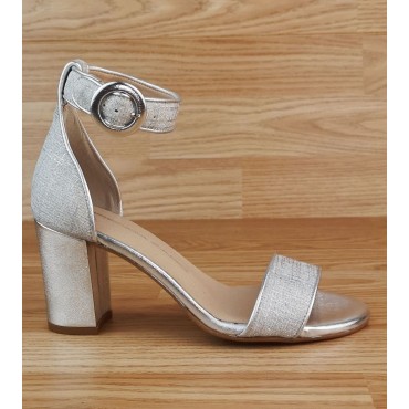 Sandales Cuir Pailleté Argent F3596A, Brenda Zaro