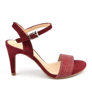 Sandales Cuir Pailleté Rouge, F2674, Brenda Zaro