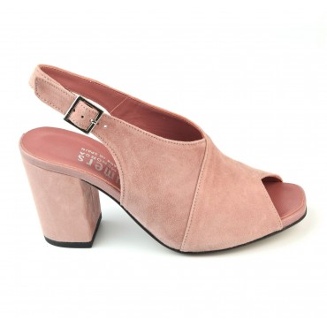 Sandales Plateau, Cuir Suédine Rose Poudré, 3254, Plumers