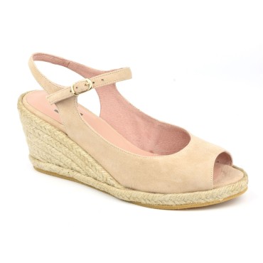 Sandales Compensées, Cuir Suédine Beige, XA0230J, Xaira