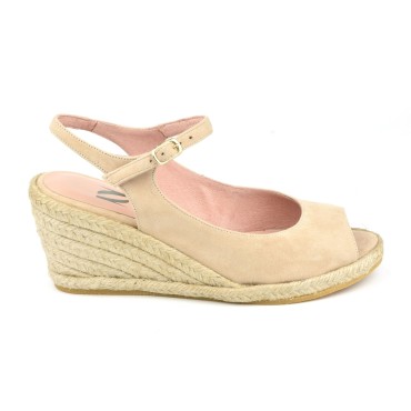 Sandales Compensées, Cuir Suédine Beige, XA0230J, Xaira