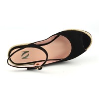 Sandales Compensées, Cuir Suédine Noir, XA0230J, Xaira