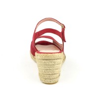 Sandales Compensées, Cuir Suédine Rouge, XA0230J, Xaira