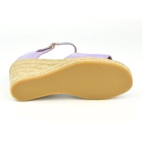 Sandales Compensées, Cuir Suédine Mauve, XA0287J, Xaira
