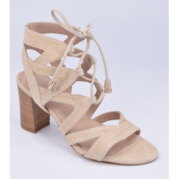 Sandales Cuir Suédine Beige, F3259, Brenda Zaro