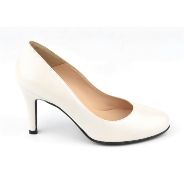 Escarpins Cuir Lisse Brenda Zaro, Blanc Nacré, Talon 8 cm, F96559