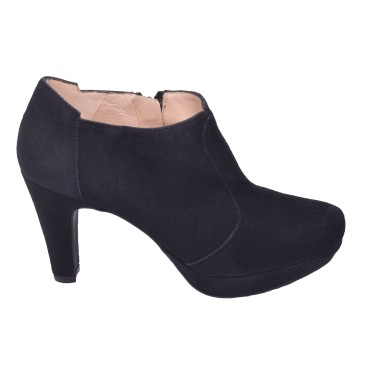 Chaussure, Low Boots, femme petite pointure, daim, noir, F97509, Brenda Zaro, vue profil