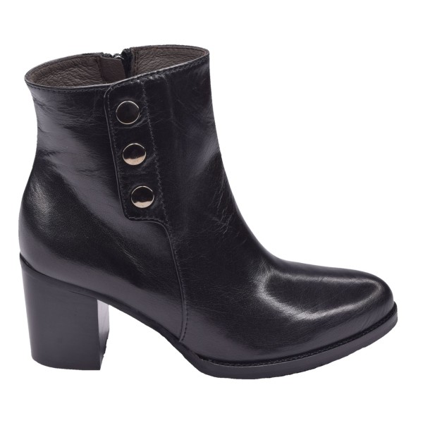 Bottines Cuir Lisse Noir, 5185, Plumers