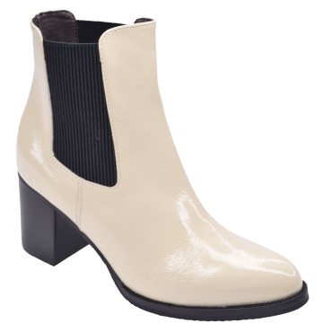 Chaussures, bottines, cuir, beige, 5184, Plumers, vue diagonale