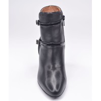 Bottines Cuir Lisse Noir et Vpérine Noir, T3770A, Brenda Zaro