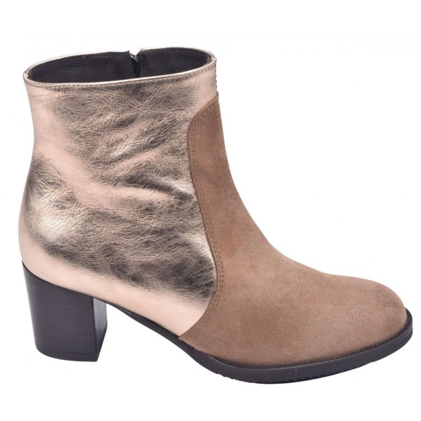 Bottines daim camel et or, 5264, Plumers, femme petites tailles 32 33 34