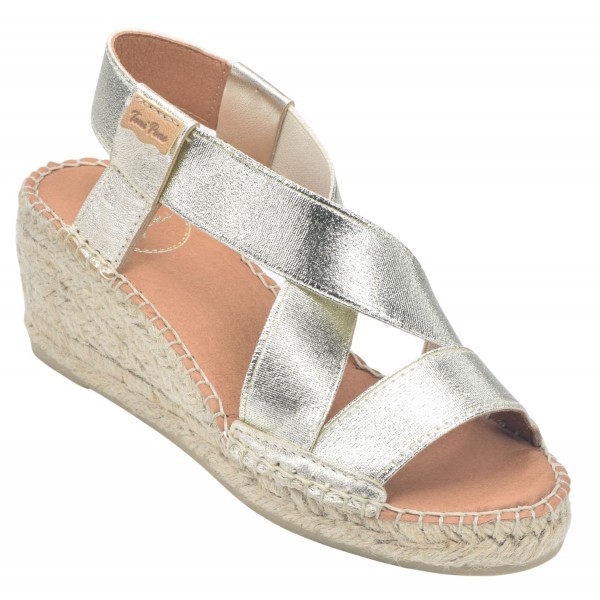 Sandales compensées cuir or, Tura-RC, petites pointures Toni Pons, 33 34 35