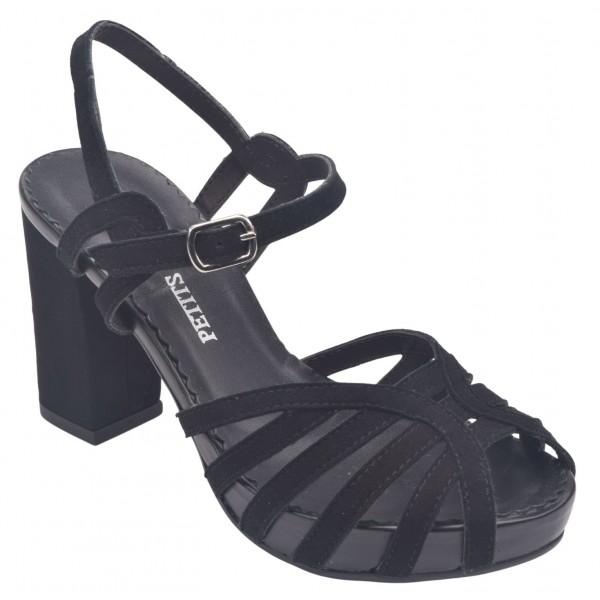 Sandales Plateforme, Daim Noir, 3712, Plumers, chaussure femme petites pointures 32 33 34