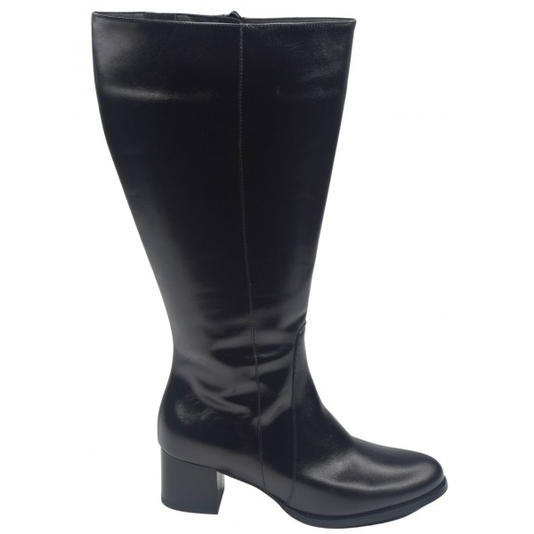 Bottes Cuir Lisse Noir, Mollet Large 3XL, 235453, Piesanto, petites pointures femme 33 34