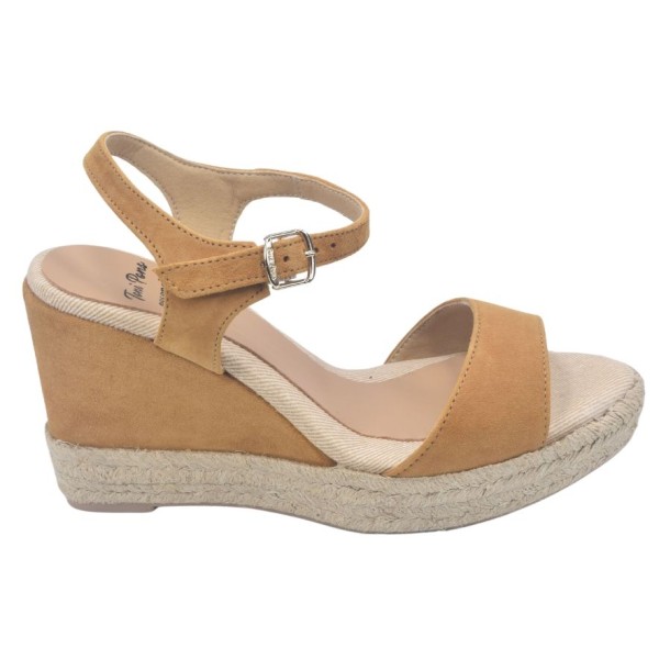 Sandales Compensées Agnes-A, Daim Cognac, Toni Pons, petite pointure 33 34