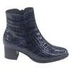 Bottines, Cuir Croco Verni Bleu, 245445, Piesanto, femme petite pointure 33 34