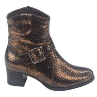 Bottines Cuir Vipérine Bronze, 245443, Piesanto, femme petite pointure 33 34