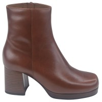 Bottines Plateforme Cuir Lisse Marron, 245503, Piesanto, femme petite pointure 33 34