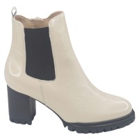 Bottines Plateforme, Cuir Craquelé Verni Beige, 195432, Piesanto, femme petite pointure 33 34