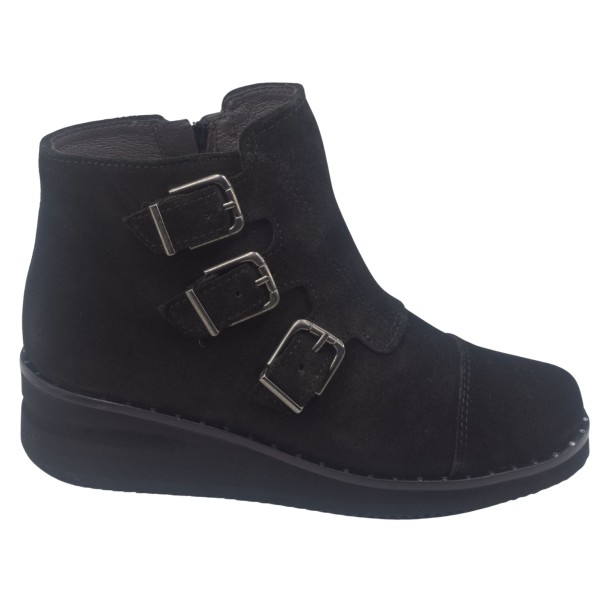 Bottines Compensées Cuir Suédine Noir, 5388, Plumers, femme petites tailles 32 33 34