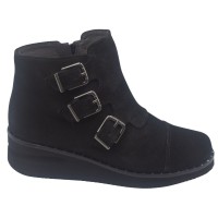 Bottines Compensées Cuir Suédine Noir, 5388, Plumers, femme petites tailles 32 33 34