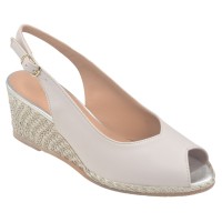 Sandales Compensées, Cuir Lisse Beige, 34805, Mella Italie, chaussures compensées petites pointures