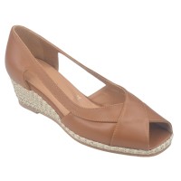 Ballerines Compenséss, Cuir Lisse Cognac, 34811, Mella Italie, femme petites pointures 32 33 34 35