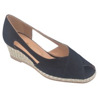 Ballerines Compenséss, Daim Noir, 34811, Mella Italie, petites pointures 32 33 34 35