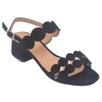 Sandales Cuir Suédine Noir, 34705, Mella Italie, femme petites pointures 33 34 35