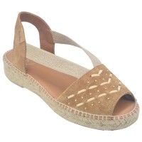Espadrilles Cuir Suédine Cognac, Edith, Toni Pons, petites tailles 33 34 35