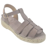 Espadrilles Plateforme, Cuir Suédine Taupe, Elena, Toni Pons, 33 34 35