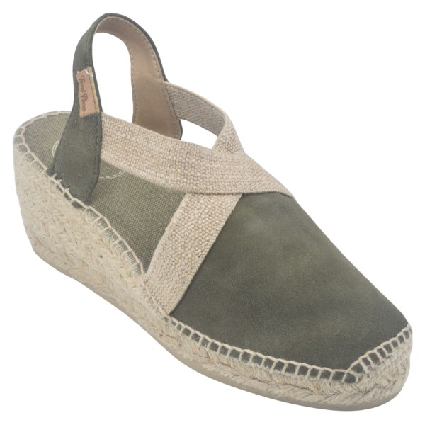 Espadrilles Compensées , Daim Caqui, Tona, Toni Pons, petites tailles 33 34 35