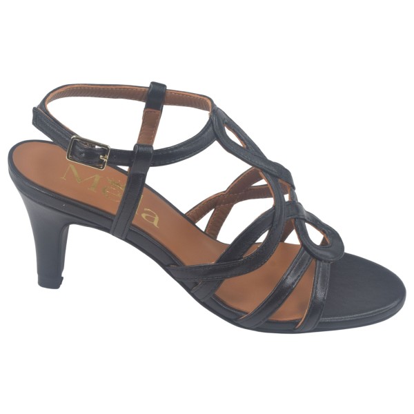 Sandales Cuir Lisse Noir, Claudia, Mella, petites tailles 32 33 34