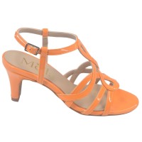 Sandales Cuir Verni Orange, Claudia, Mella, petites pointures 32 33 34
