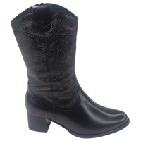 Bottes Mi-Mollet, Cuir Lisse Noir, 255485, Piesanto, femme petite pointure 33 34