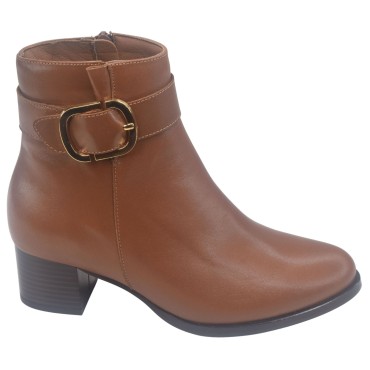 Bottines Cuir Lisse Cognac, 255446, Piesanto, femme petites pointures 33 34