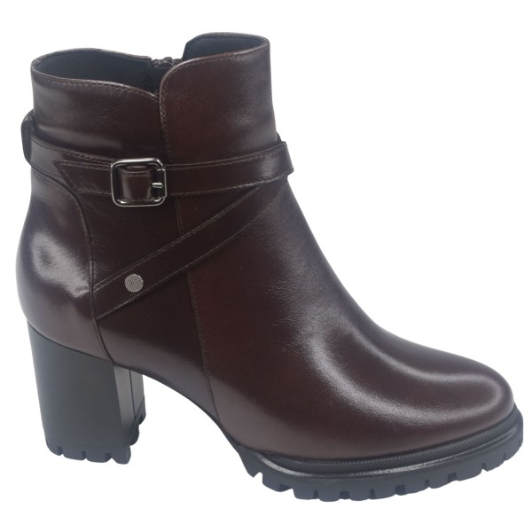 Bottines Plateforme, Cuir Lisse Marron Foncé, 205435, Piesanto, femme petite pointure