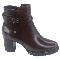 Bottines Plateforme, Cuir Lisse Marron Foncé, 205435, Piesanto, femme petite pointure