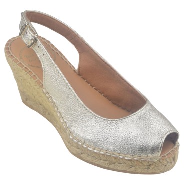 Sandales Compensées, Cuir Doré, Croacia, Toni Pons, femme petites tailles 33 34