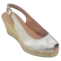 Sandales Compensées, Cuir Doré, Croacia, Toni Pons, femme petites tailles 33 34