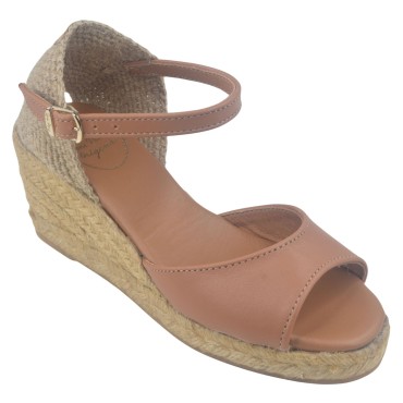 Sandales Compensées, Cuir Lisse, Marron Clair, Llivia-P, Toni Pons, femme 33 34