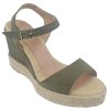 Sandales Compensées Agnes-A, Cuir Suédine Vert Kaki, Toni Pons 33 34