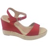 Sandales Compensées Agnes-A, Cuir Suédine Rouge, Toni Pons