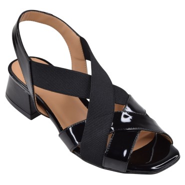 Sandales Cuir Verni Noir, 35701, Mella Italie, femme petites pointures 33 34
