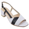 Sandales femme cuir blanc et noir Ellen talon 4 cm – vue 3/4