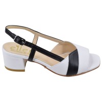 Sandales cuir blanc et noir à brides Ellen – vue de profil