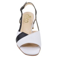 Sandales femme petites pointures cuir blanc et noir Ellen – vue avant