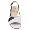 Sandales femme petites pointures cuir blanc et noir Ellen – vue avant