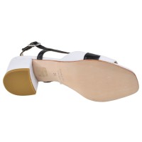 Sandales Ellen fabriquées en Italie cuir blanc et noir – semelle