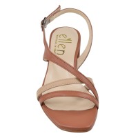 Sandales femme petites pointures cuir marron et nude Ellen – vue avant